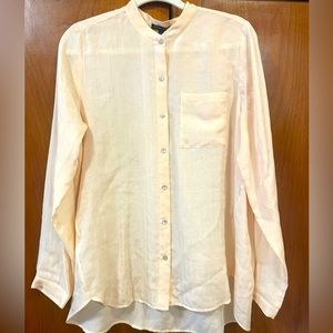 Eileen Fisher silk/cotton Blend Soft Peach Long Sleeve Tunic blouse Petite Large